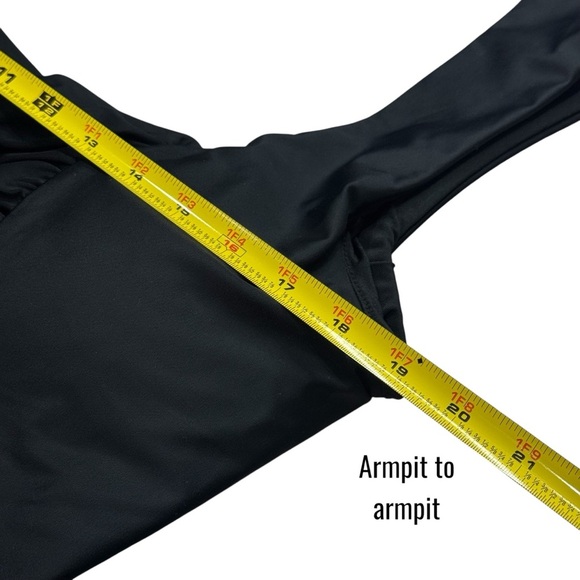 NEW J. Crew Black Ruched Square Neck One Piece Swimsuit Resort Beach Size 22 - Picture 10 of 13